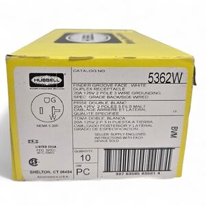 Hubbell White Duplex Receptacle